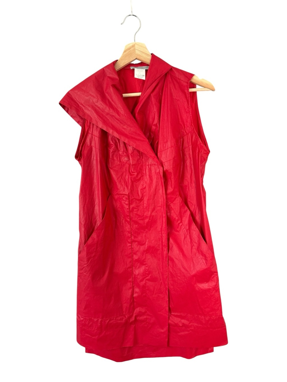 Sarah Pacini Red Tunic Vest / Dress Lagenlook Artsy Asymmetrical Collar 1 = S
